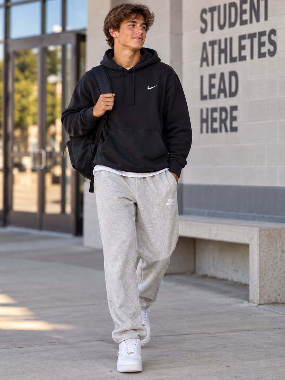 Nike Men's Heather Grey Fleece Sweatpants with Back Pocket